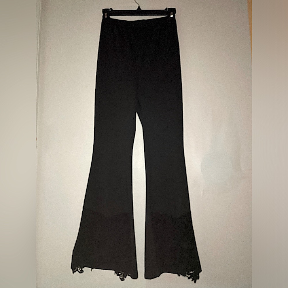 Black stretchy super high rise flared pants